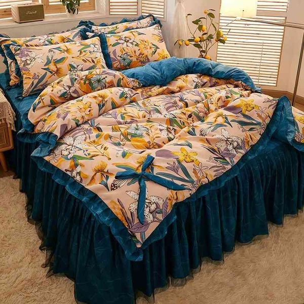 4pcs soft cotton full multi-colored leaves floral bedding set duvet cover ruffle bedskirt 2 pillowcases
4pcs soft cotton full multi-colored leaves floral bedding set duvet cover ruffle bedskirt 2 pillowcases