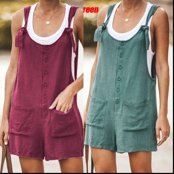 summer urban casual loose women rompers sleeveless solid button pocket suspenders bib short pants wide leg playsuits overalls, Black;white
summer urban casual loose women rompers sleeveless solid button pocket suspenders bib short pants wide leg playsuits overalls, Black;white