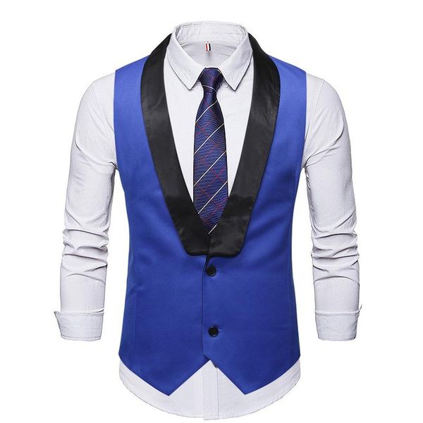 men's vests royal blue suit vest men 2021 fashion shawl collar slim fit sleeveless waistcoat mens formal business wedding groom tuxedo, Black;white
men's vests royal blue suit vest men 2021 fashion shawl collar slim fit sleeveless waistcoat mens formal business wedding groom tuxedo, Black;white