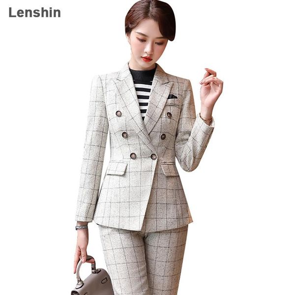lenshin 2 piece set elegant formal pant suit plaid blazer office lady uniform design women business jacket and women's two pant, White
lenshin 2 piece set elegant formal pant suit plaid blazer office lady uniform design women business jacket and women's two pant, White