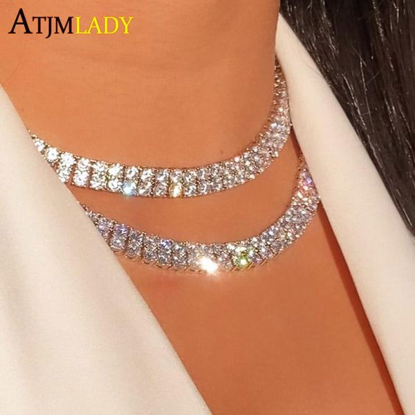 pendant necklaces luxury hip hop iced out bling 5a cz tennis chain for women double 2 rows cubic zirconia wedding choker necklace, Silver
pendant necklaces luxury hip hop iced out bling 5a cz tennis chain for women double 2 rows cubic zirconia wedding choker necklace, Silver