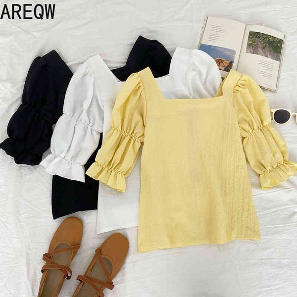 summer temperament design sense square bubble sleeves slim short-sleeved shirt girl 210507, White
summer temperament design sense square bubble sleeves slim short-sleeved shirt girl 210507, White