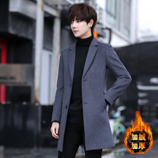 men's wool & blends cloth coat male long men woolen in the fall and winter of 2021 trench, Black
men's wool & blends cloth coat male long men woolen in the fall and winter of 2021 trench, Black