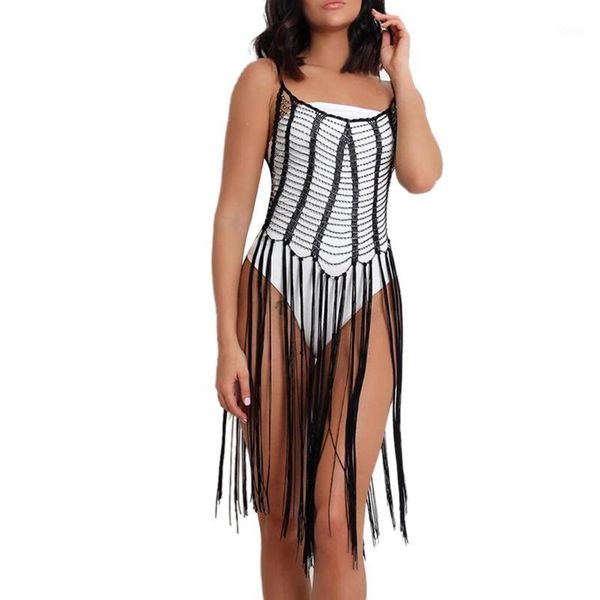 women tassel beach dress crochet summer female smock hollow out cover ups beachwear women's swimwear, White;black
women tassel beach dress crochet summer female smock hollow out cover ups beachwear women's swimwear, White;black