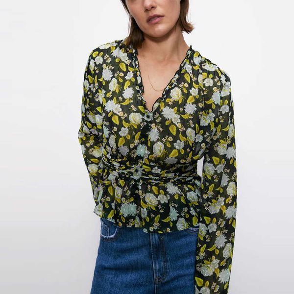 za dot mesh print blouse women long sleeve elastic waist chiffon shirts woman fashion front false button vinatge 210602, White
za dot mesh print blouse women long sleeve elastic waist chiffon shirts woman fashion front false button vinatge 210602, White