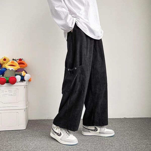 men's pants men trend all-match autumn elastic waist corduroy overalls student wide-leg pant fashion hip-hop loose street trousers, Black
men's pants men trend all-match autumn elastic waist corduroy overalls student wide-leg pant fashion hip-hop loose street trousers, Black