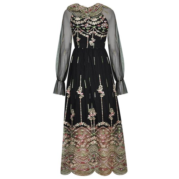 dress vintage seqinyy embroidered flowers 2021 spring fashion design female black mesh a-line, Black;gray
dress vintage seqinyy embroidered flowers 2021 spring fashion design female black mesh a-line, Black;gray