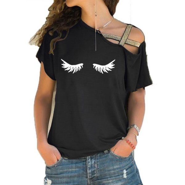 eyelashes makeup lashes mascara womens lover nap queen graphic irregular skew cross bandage tee, White
eyelashes makeup lashes mascara womens lover nap queen graphic irregular skew cross bandage tee, White