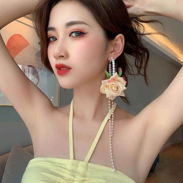 hoop & huggie 2021 arrival long tassel pearl earrings for women oversize cloth rose flower romantic statement jewelry, Golden;silver
hoop & huggie 2021 arrival long tassel pearl earrings for women oversize cloth rose flower romantic statement jewelry, Golden;silver