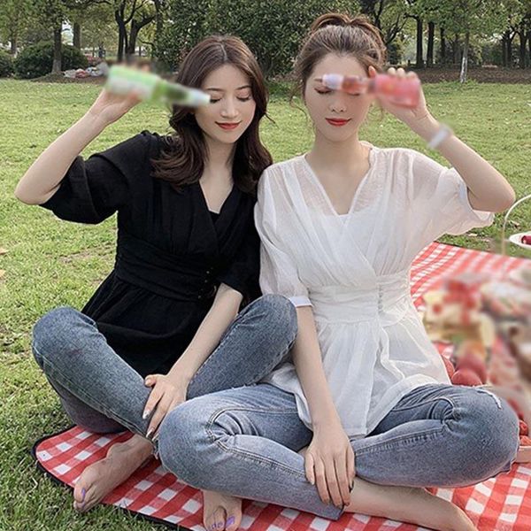 women's t-shirt 2021 korean style v neck thin sleeves short sleeve shirt women s coat, White
women's t-shirt 2021 korean style v neck thin sleeves short sleeve shirt women s coat, White