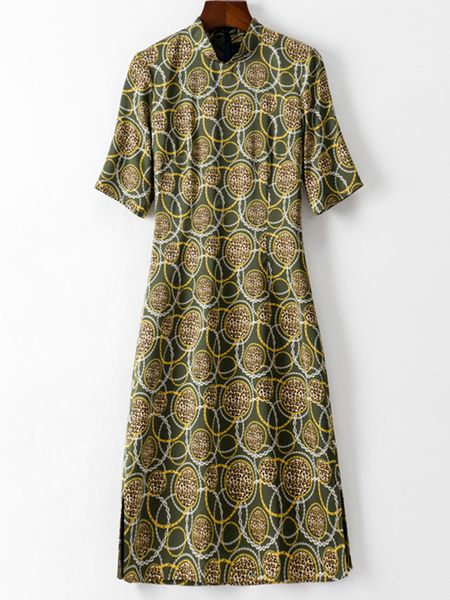 retro round leopard and chains print women sheath dress half sleeves, Black;gray
retro round leopard and chains print women sheath dress half sleeves, Black;gray