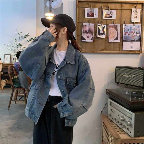 ins denim jacket female autumn korea harajuku vintage simple fashion loose solid color casual women 210608, Black;brown
ins denim jacket female autumn korea harajuku vintage simple fashion loose solid color casual women 210608, Black;brown