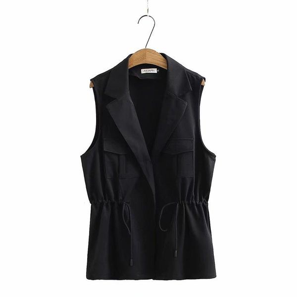 women's vests plus size solid black adjustable slim waist women suit coat 2021 spring autumn casual ladies sleeveless jackets female, Black;white
women's vests plus size solid black adjustable slim waist women suit coat 2021 spring autumn casual ladies sleeveless jackets female, Black;white