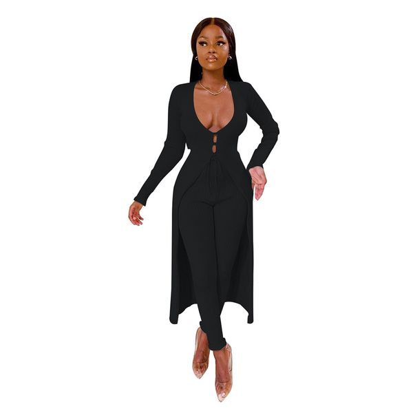 Women Designer Knitting 2pcs Sets V Neck Tops Long Pants Clothing Sets Solid Color Two Piece Pants, Black
Women Designer Knitting 2pcs Sets V Neck Tops Long Pants Clothing Sets Solid Color Two Piece Pants, Black