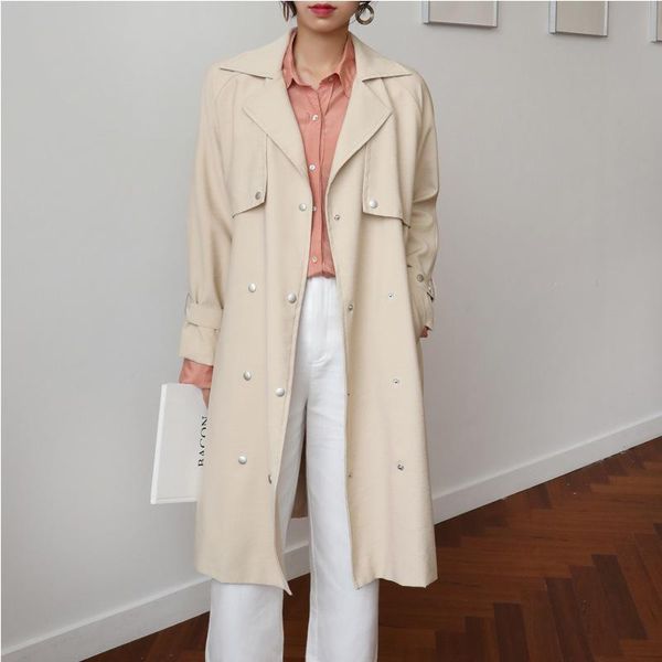 women's trench coats 2021 fashion temperament splid color double-breasted coat, Tan;black
women's trench coats 2021 fashion temperament splid color double-breasted coat, Tan;black