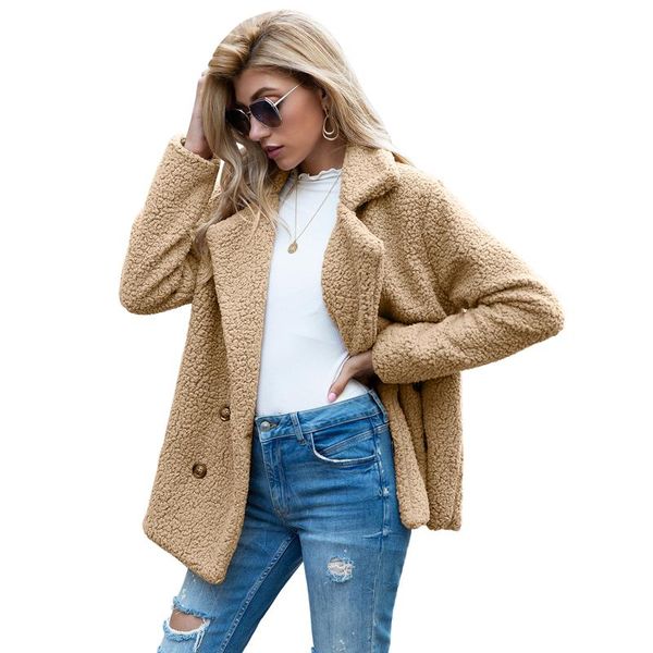 women's fall coat plush loose long sleeve lapel neck side pocket buttons warm clothes jackets, Black;brown
women's fall coat plush loose long sleeve lapel neck side pocket buttons warm clothes jackets, Black;brown