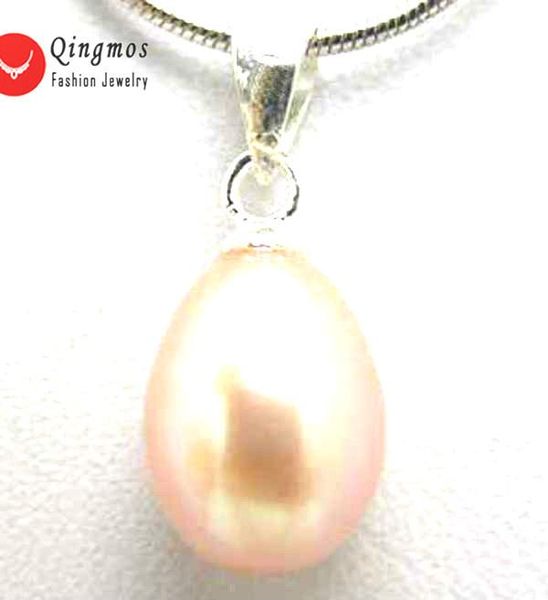pendant necklaces qingmos 7-9mm natural pearl necklace for women with purple drop & silver plated 17" chain chokers jewelry n5169