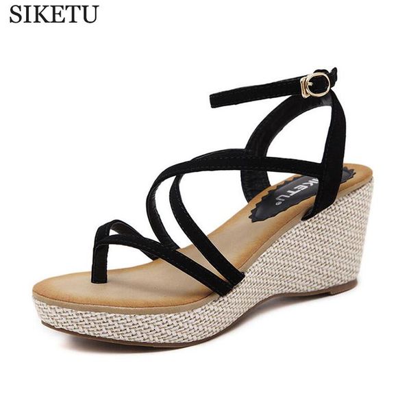 fashion sandals summer wedges women's platform flip flops open toe high-heeled women shoes gladiator k204, Black
fashion sandals summer wedges women's platform flip flops open toe high-heeled women shoes gladiator k204, Black