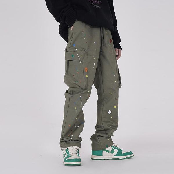 men's pants painted streetwear cargo mens drawstring wide leg casual pocket trousers high street loose track, Black
men's pants painted streetwear cargo mens drawstring wide leg casual pocket trousers high street loose track, Black