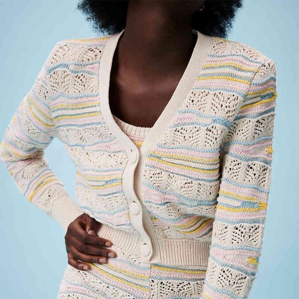 za summer women hollow out knitted sweater striped long sleeve loose vintage single breasted lady outwear 210422, White;black
za summer women hollow out knitted sweater striped long sleeve loose vintage single breasted lady outwear 210422, White;black