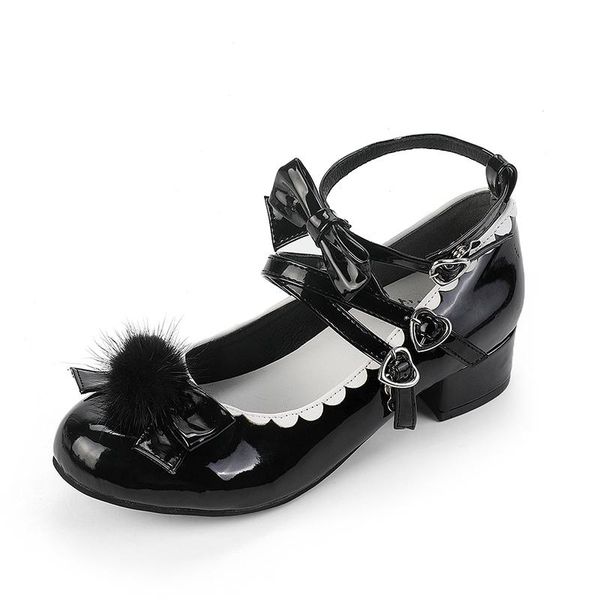dress shoes sweet lolita princess girl mid-heel mary jane party with fur bow, Black
dress shoes sweet lolita princess girl mid-heel mary jane party with fur bow, Black