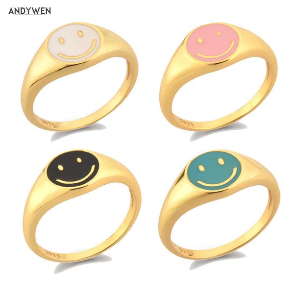 andywen 925 sterling silver gold smile enamel thick ring size luxury spring fine jewelry white black pink smiley women gift 210608
andywen 925 sterling silver gold smile enamel thick ring size luxury spring fine jewelry white black pink smiley women gift 210608