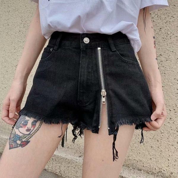 arrival summer style female fashion ripped zipper loose solid high waists night club denim shorts women's jeans, Blue
arrival summer style female fashion ripped zipper loose solid high waists night club denim shorts women's jeans, Blue