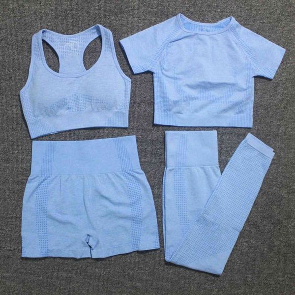 women's seamls yoga suit, tights suit short sved bra + shorts, gym sportswear, 4-piece / set, Gray
women's seamls yoga suit, tights suit short sved bra + shorts, gym sportswear, 4-piece / set, Gray