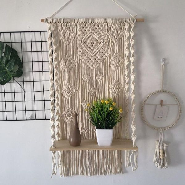 tapestries creative bohemian macrame tapestry rack hand-woven wall hanging flower storage wooden shelf room decor gift
tapestries creative bohemian macrame tapestry rack hand-woven wall hanging flower storage wooden shelf room decor gift