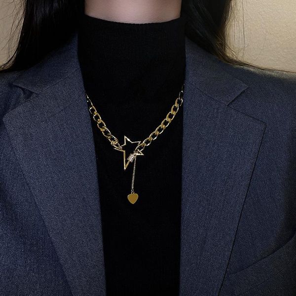 chokers 2021 fashion zirconia star pendant necklace for women twist gold color chunky thick choker chain necklaces party jewelry, Golden;silver
chokers 2021 fashion zirconia star pendant necklace for women twist gold color chunky thick choker chain necklaces party jewelry, Golden;silver