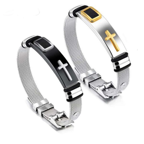 bracelet titanium steel mesh band bracelet stainless room gold cross men's hip hop jewelry, Golden;silver
bracelet titanium steel mesh band bracelet stainless room gold cross men's hip hop jewelry, Golden;silver