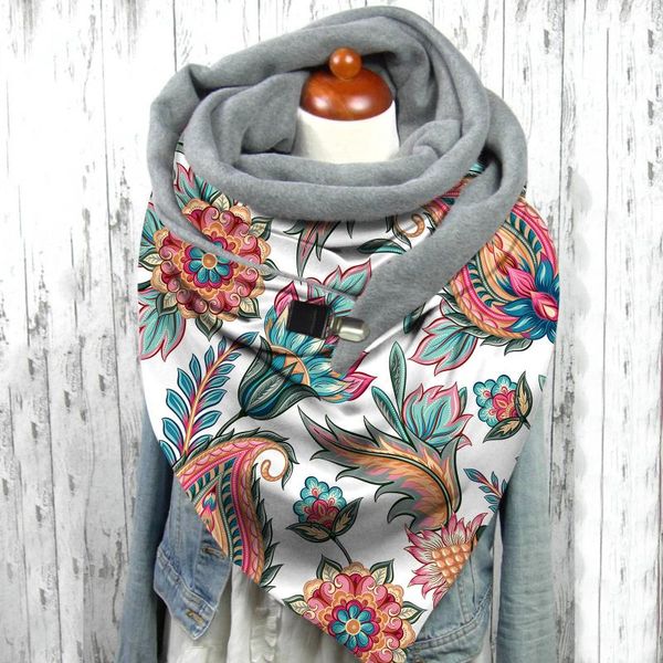 40#women scarf with clips floral print fashion retro female multi-purpose infinity shawl button warm comfortable scarves, Blue;gray
40#women scarf with clips floral print fashion retro female multi-purpose infinity shawl button warm comfortable scarves, Blue;gray