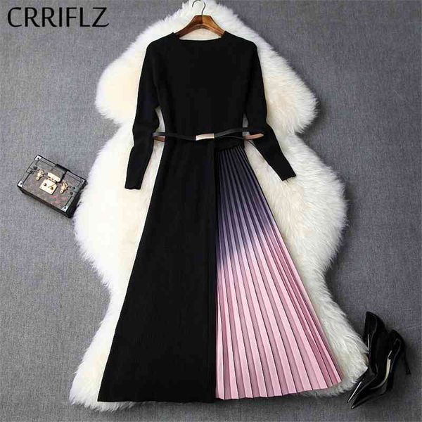 long women pleated dress knitted pullover gradient spring patchwork slim full sleeve elegant o-neck party 210520, Black;gray
long women pleated dress knitted pullover gradient spring patchwork slim full sleeve elegant o-neck party 210520, Black;gray