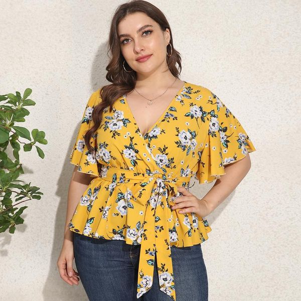 plus size t-shirt 2021 summer women casual blouse 4xl female v neck short sleeve floral print shirt belted big ladies, Black
plus size t-shirt 2021 summer women casual blouse 4xl female v neck short sleeve floral print shirt belted big ladies, Black