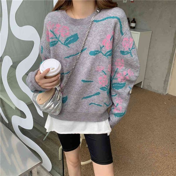 sweaters women sweater korean floral printing autumn winter knitted pullovers retro o neck loose jumper pull femme, White;black
sweaters women sweater korean floral printing autumn winter knitted pullovers retro o neck loose jumper pull femme, White;black