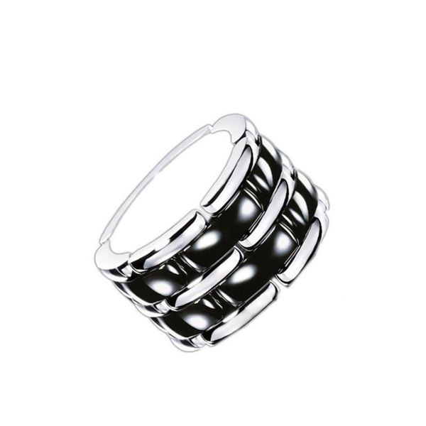 cluster rings double row black ceramic watch chain style ring stainless steel jewelry for women, Golden;silver
cluster rings double row black ceramic watch chain style ring stainless steel jewelry for women, Golden;silver