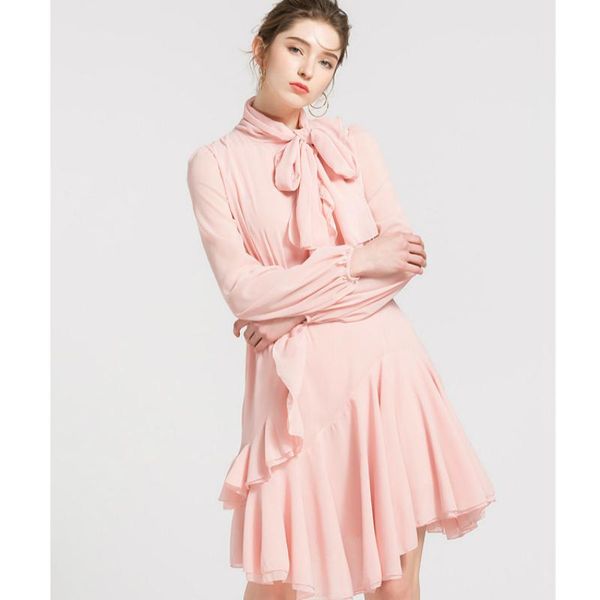 casual dresses solid ladies ruffle long sleeve corset pink dress autumn winter chiffon women dinner for roupa feminina, Black;gray
casual dresses solid ladies ruffle long sleeve corset pink dress autumn winter chiffon women dinner for roupa feminina, Black;gray