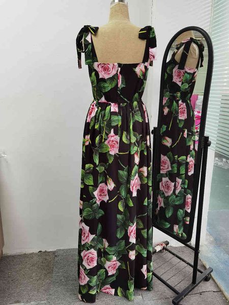 summer dress vkbn women spaghetti strap slash neck elastic waist fshion rose print s sleeveless dresses long 210507, Black;gray
summer dress vkbn women spaghetti strap slash neck elastic waist fshion rose print s sleeveless dresses long 210507, Black;gray