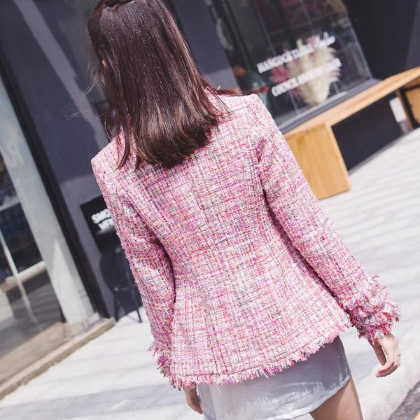 pink tweed jacket beads coat in the long section 2021 autumn/winter women's pull suit ladies socialite jackets, Black;brown
pink tweed jacket beads coat in the long section 2021 autumn/winter women's pull suit ladies socialite jackets, Black;brown