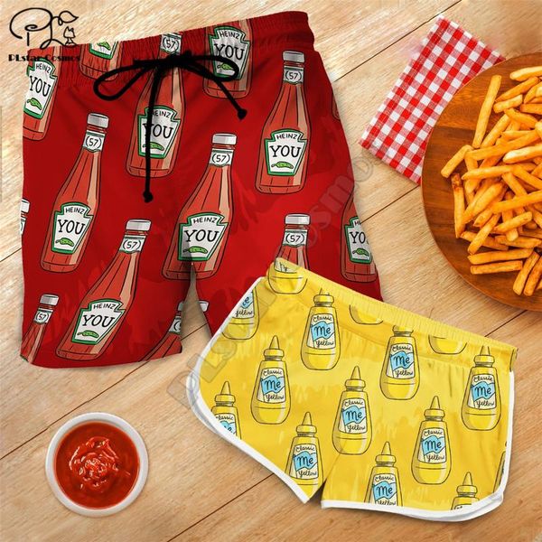 couple matching ketchup & mustard printed 3d shorts women for men elastic waist summer quick dry beach men's, White;black
couple matching ketchup & mustard printed 3d shorts women for men elastic waist summer quick dry beach men's, White;black