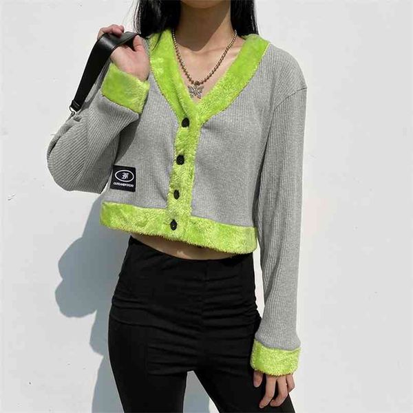 fur patched knit y2k button-down long sleeve cardigan women's sweater ladies female autumn winter fashion crop jumper 210510, White
fur patched knit y2k button-down long sleeve cardigan women's sweater ladies female autumn winter fashion crop jumper 210510, White