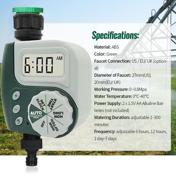 watering equipments automatic water timer outdoor garden irrigation controller 1-outlet programmable hose faucet device
watering equipments automatic water timer outdoor garden irrigation controller 1-outlet programmable hose faucet device