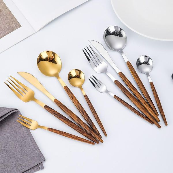 flatware sets 20pc covered golded stainless steel cutlery set with wooden handle kitchen dining table tableware spoon fork knife dessert
flatware sets 20pc covered golded stainless steel cutlery set with wooden handle kitchen dining table tableware spoon fork knife dessert
