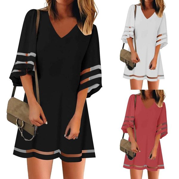 women's swimwear women solid dress knee length robe half bell sleeves a-line loose tunic crewneck mesh patchwork daily wearing, White;black
women's swimwear women solid dress knee length robe half bell sleeves a-line loose tunic crewneck mesh patchwork daily wearing, White;black