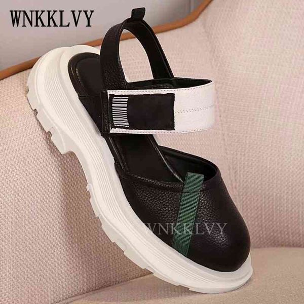 2021 sandals summer genuine leather thick bottom female british style comfortable round toe beach causal shoes sandalias, Black
2021 sandals summer genuine leather thick bottom female british style comfortable round toe beach causal shoes sandalias, Black