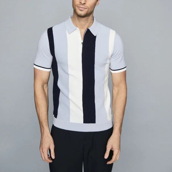 multicolor stripes pattern men s zipper polo shirt comfortable breathable fashionable cool daily travel work party, White;black
multicolor stripes pattern men s zipper polo shirt comfortable breathable fashionable cool daily travel work party, White;black