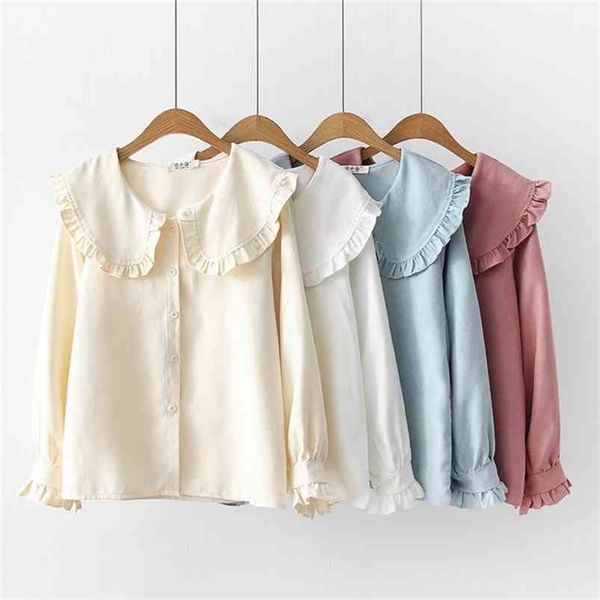 hsa chic women long sleeve sweet peter pan collar blouses solid casual retro button autumn blouse shirt 210430, White
hsa chic women long sleeve sweet peter pan collar blouses solid casual retro button autumn blouse shirt 210430, White