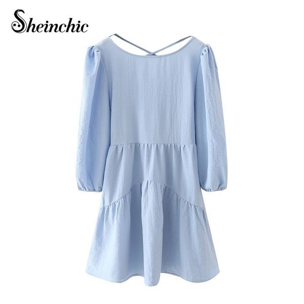 casual dresses backless blue shirt for women 2021 elegant o-neck long sleeve mini cotton dress autumn robe femme, Black;gray
casual dresses backless blue shirt for women 2021 elegant o-neck long sleeve mini cotton dress autumn robe femme, Black;gray