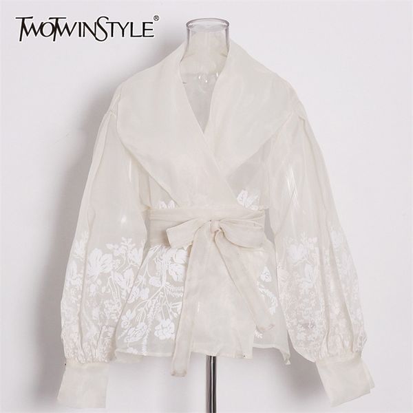 twotwinstyle vintage print embroidery shirt for women lapel lantern long sleeve casual blouse female fashion clothes 210719, White
twotwinstyle vintage print embroidery shirt for women lapel lantern long sleeve casual blouse female fashion clothes 210719, White