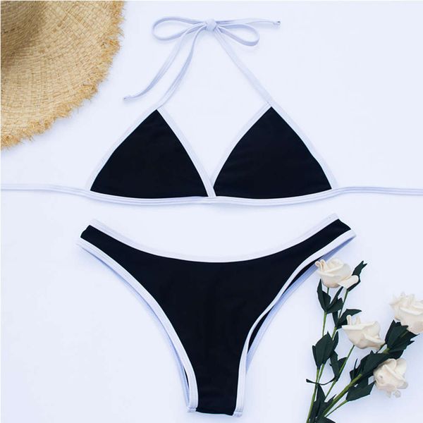 triangle bikini solid color multi bandage split swimsuit popular triangl swimwear, White;black
triangle bikini solid color multi bandage split swimsuit popular triangl swimwear, White;black